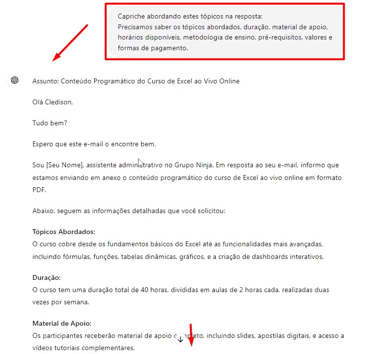 E-mail Adaptado Conforme Solicitação no ChatGPT - Responder E-mails com o ChatGPT