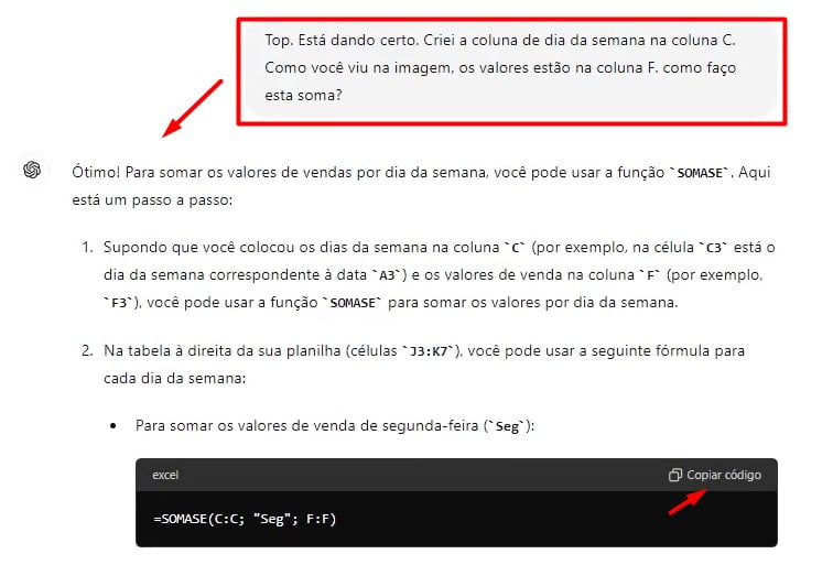 Envio de Prompt no ChatGPT e o Parecer Recebido