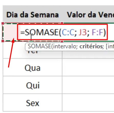 Aplicação da Função SOMASE no Excel