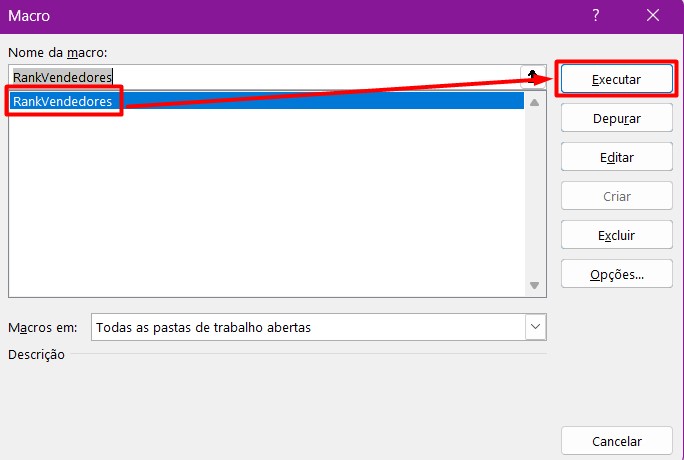 Executando Macro no Excel