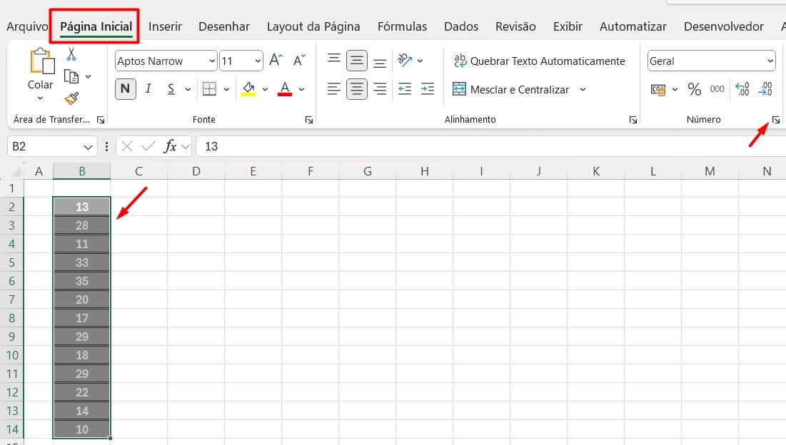 Formatando os Números no Excel