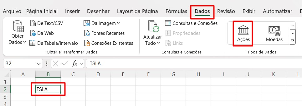 Utilizando a Guia de Ações no Excel