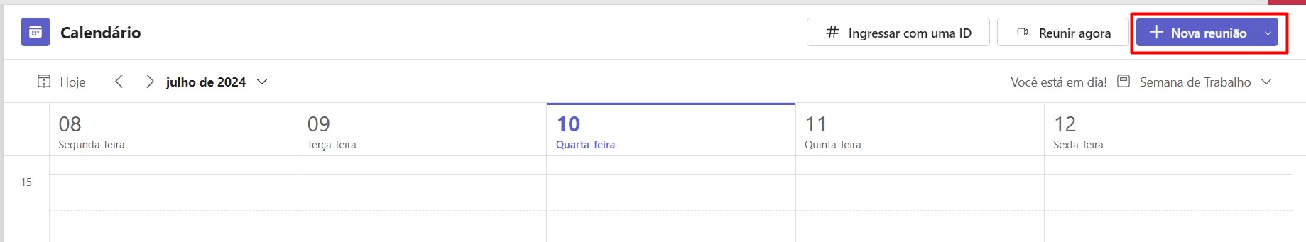 Criando uma Nova Reunião no Teams