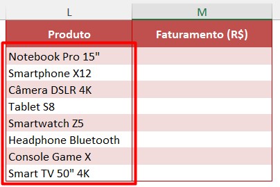 Produtos para Critérios de Soma no Excel