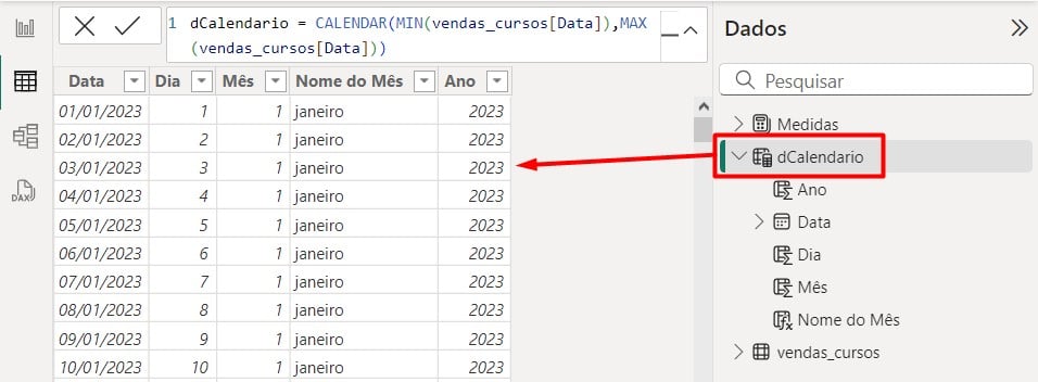 Tabela de Calendário no Power BI