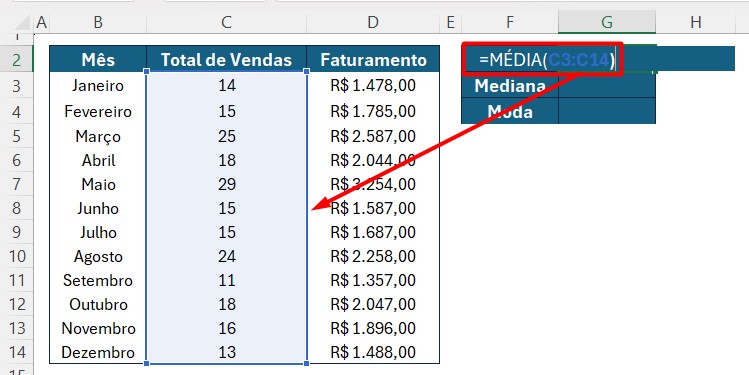 Usando a Função MÉDIA no Excel