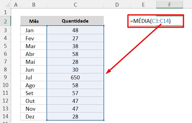 Usando a Função MÉDIA no Excel