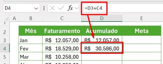 Calculando o Valor Acumulado no Excel