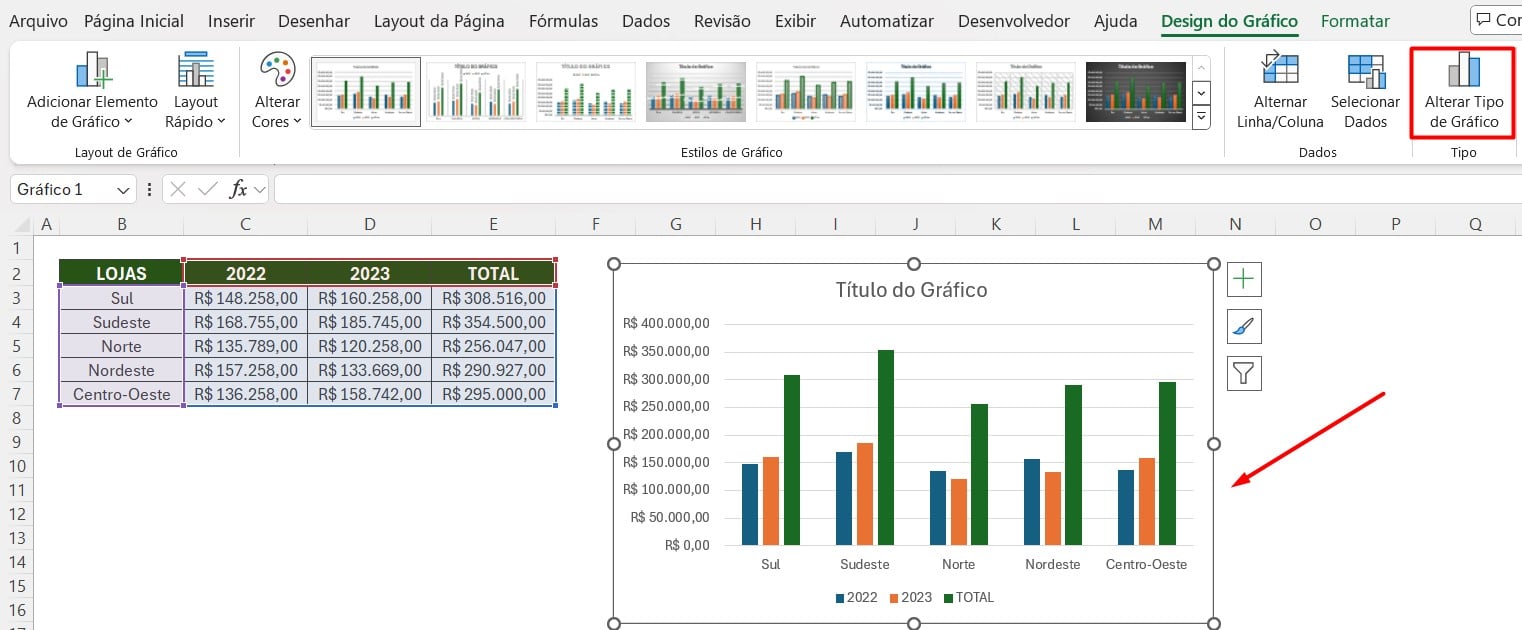 Configurando Gráfico para Comparação no Excel