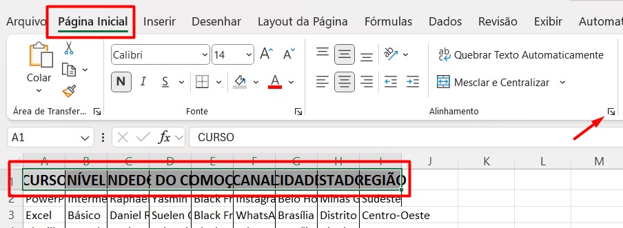 Configurando o Alinhamento do Texto no Excel