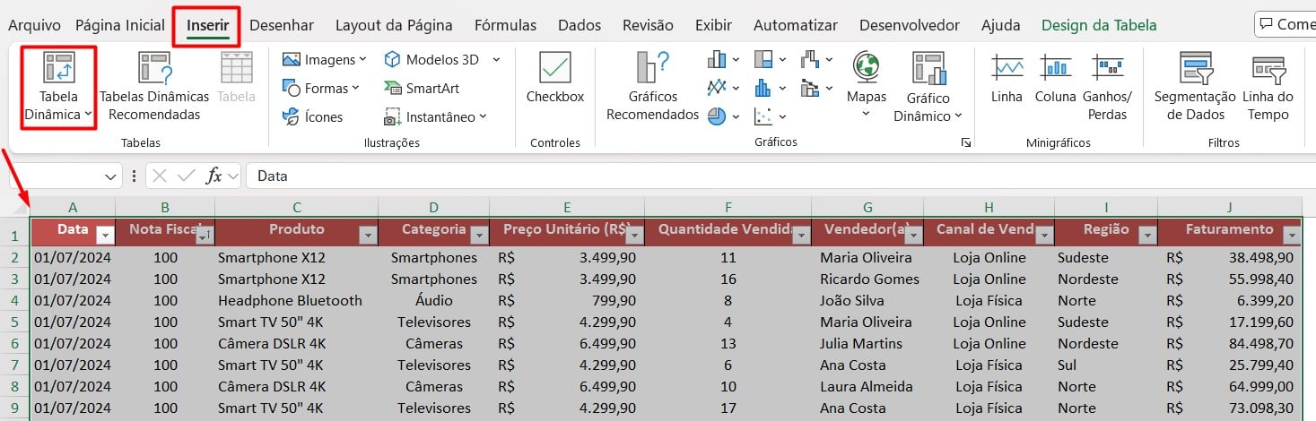 Contar Valores Distintos na Tabela Dinâmica do Excel