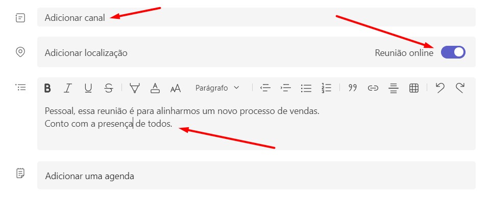 Configurando a Reunião no Teams