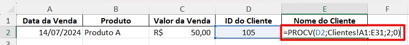 Aplicação da Função PROCV no Excel