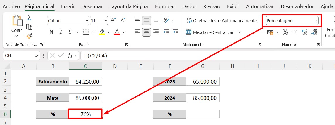 Configuração de Célula para Porcentagem no Excel