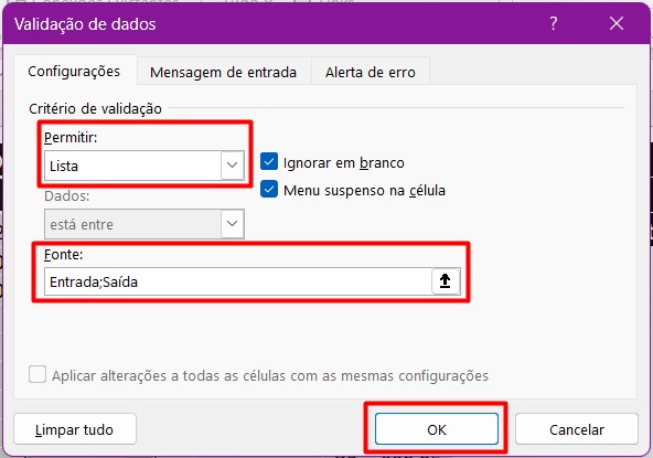 Configurando a Validação de Dados no Excel para Fluxo de Caixa