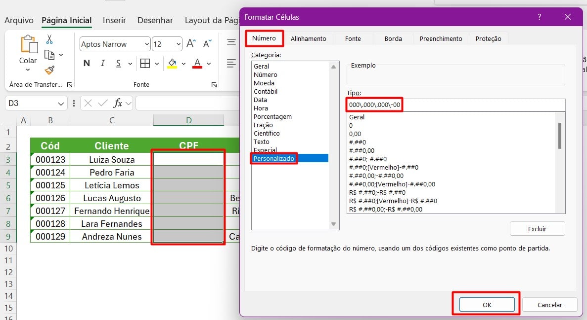 Formatando CPF no Excel