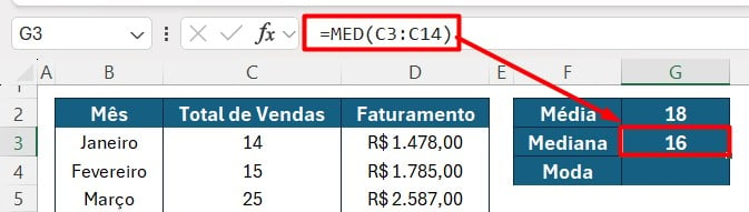 Resultado da Função MED