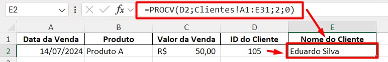 Resultado do PROCV no Excel