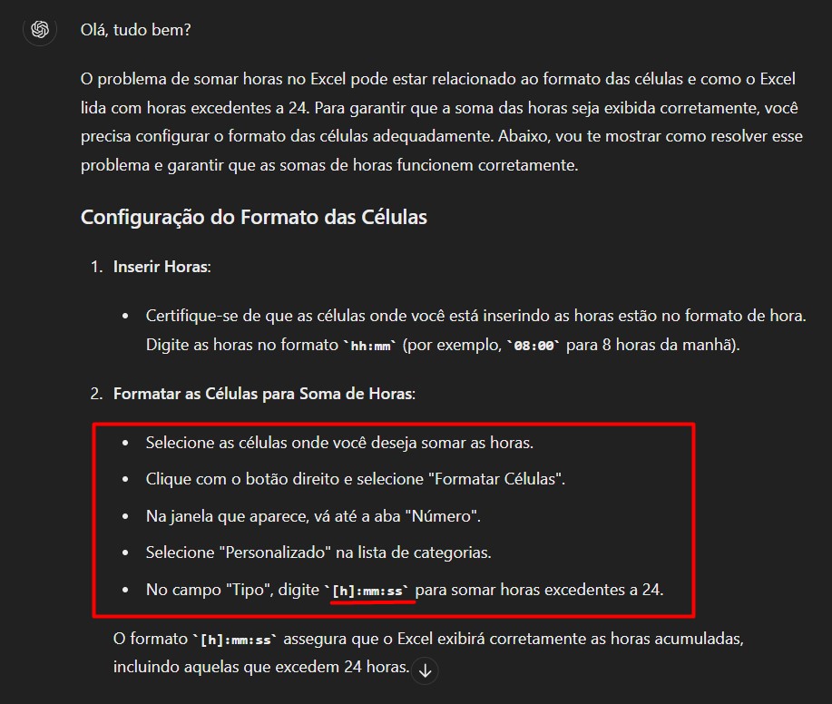 Como Calcular Horas no Excel com o ChatGPT