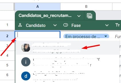 Configurando Tabela de Candidatos ao Recrutamento no Google Sheets