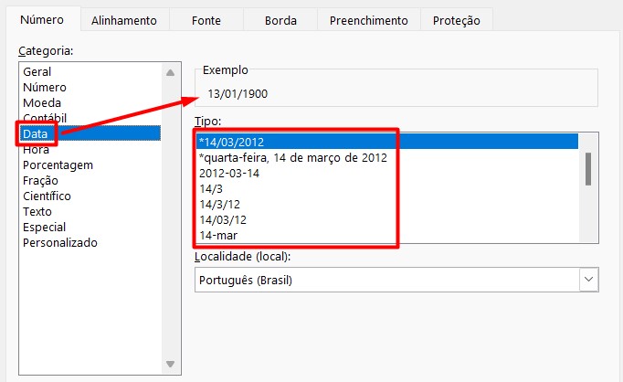 Formato de Data no Excel