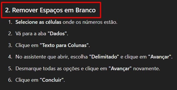 Sugestão do ChatGPT para Remover Espaços em Branco