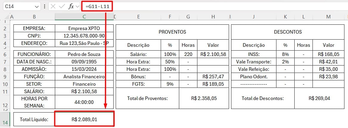 Calculando o Total Líquido