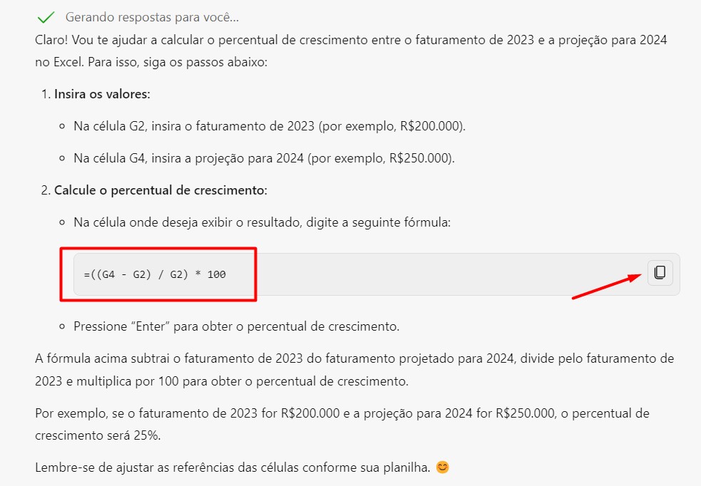 Passo a Passo do Copilot para Calcular Porcentagem de Crescimento no Excel