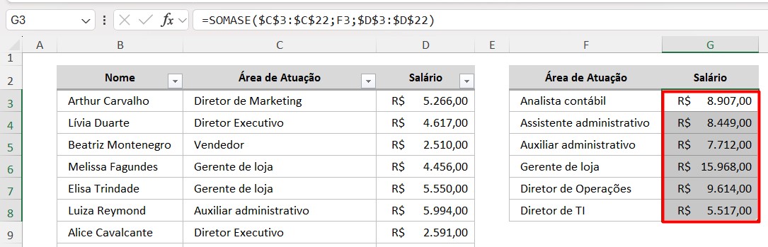 Valores Corrigidos no Excel