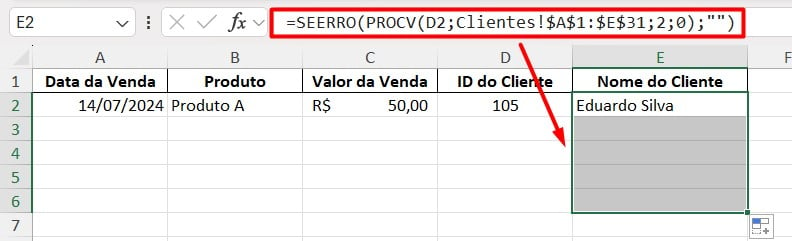 Aplicando a Função SEERRO com PROCV no Excel