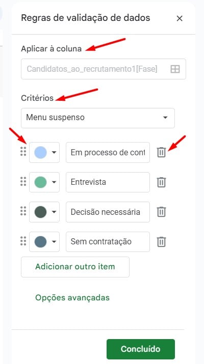 Configurando Tabela de Candidatos ao Recrutamento no Google Sheets