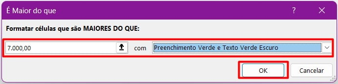 Aplicação da Formatação Condicional no Excel