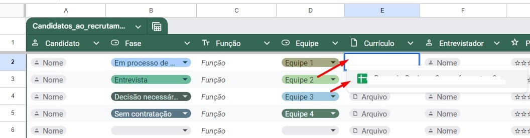 Configurando Tabela de Candidatos ao Recrutamento