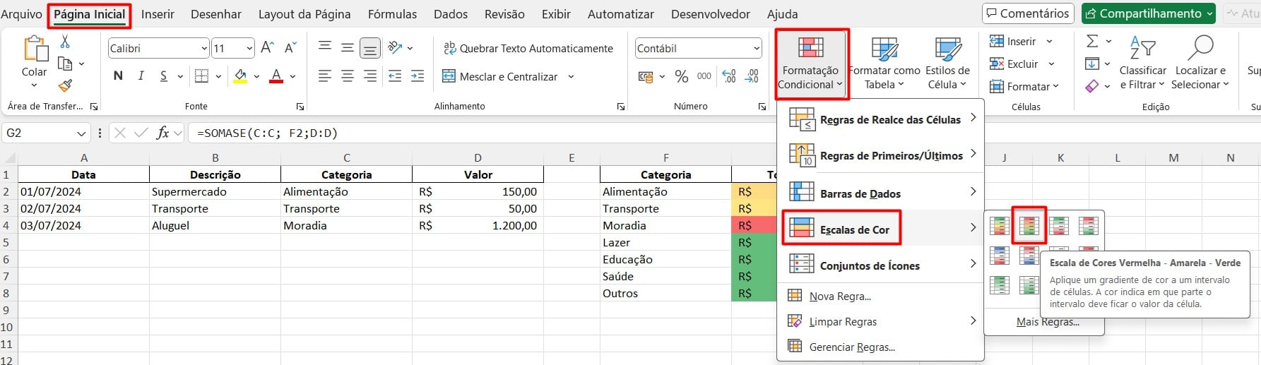 Formatação Condicional no Excel