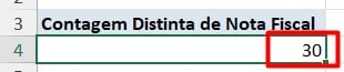 Resultado da Contagem Distinta de Notas Fiscais na Tabela Dinâmica