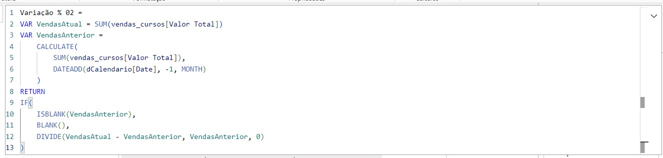 Variação Percentual Mês a Mês com uma Medida no Power BI