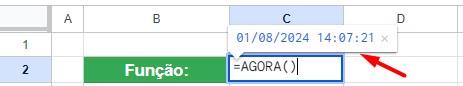 Aplicação da Função AGORA no Google Sheets