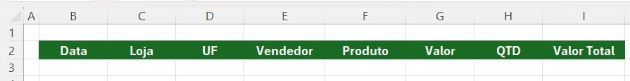 Base de Dados com o Cabeçalho no Excel