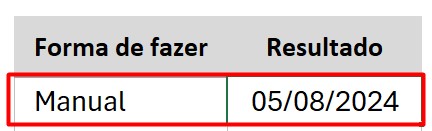 Data Manual no Excel