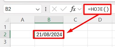Função HOJE no Excel
