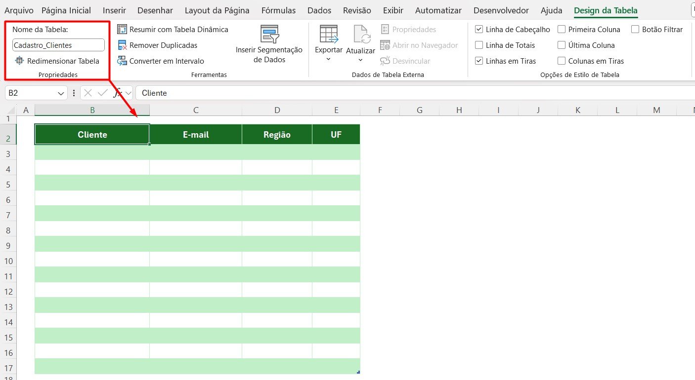 Modelo de Tabela Para Cadastro de Clientes no Excel