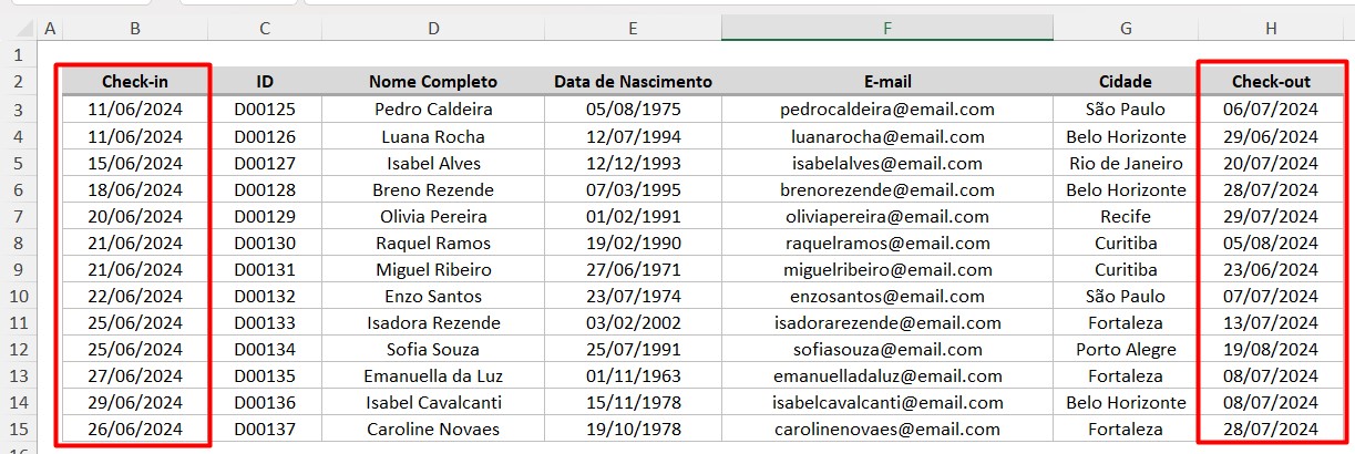 Registro de Entrada e Saída de Pessoas no Excel