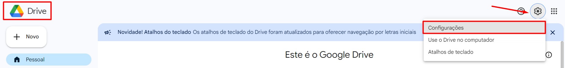 Acessando as Configurações do Google Drive