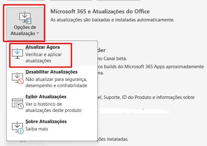 Atualizando o Excel