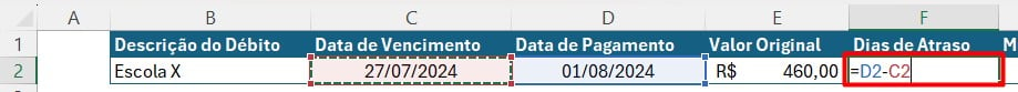 Calculando os Dias de Atraso no Excel