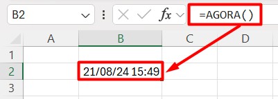 Função AGORA no Excel