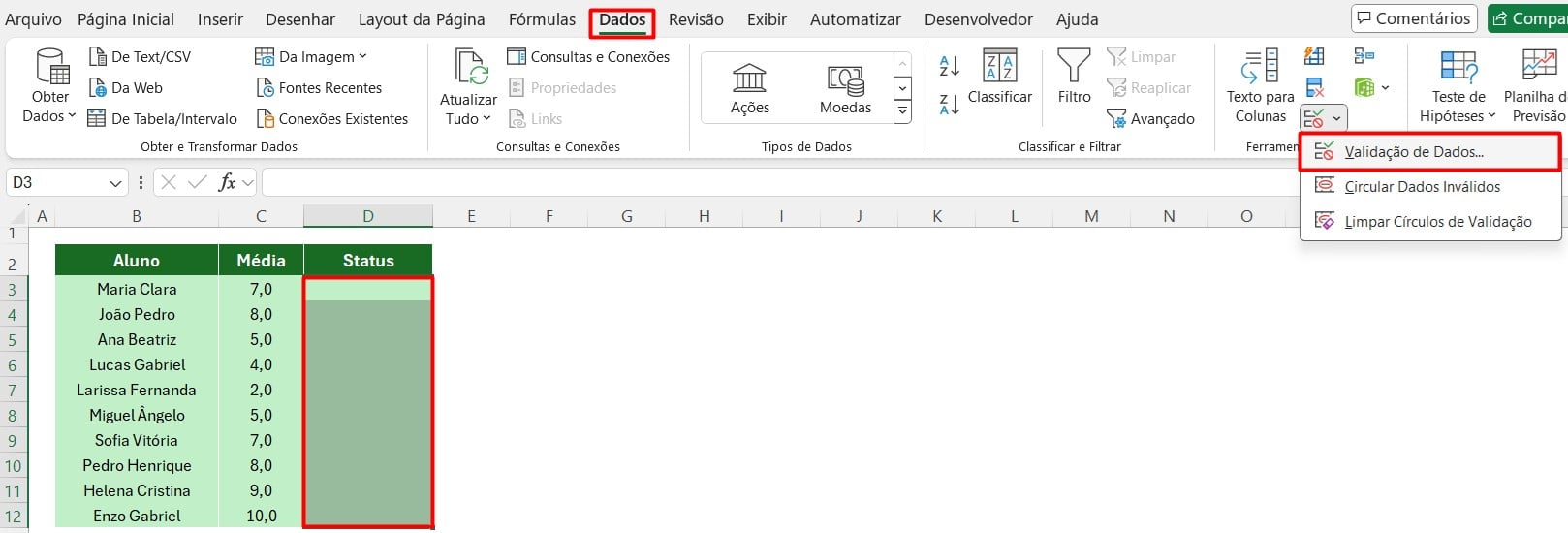 Como Criar Opções de Escolha no Excel