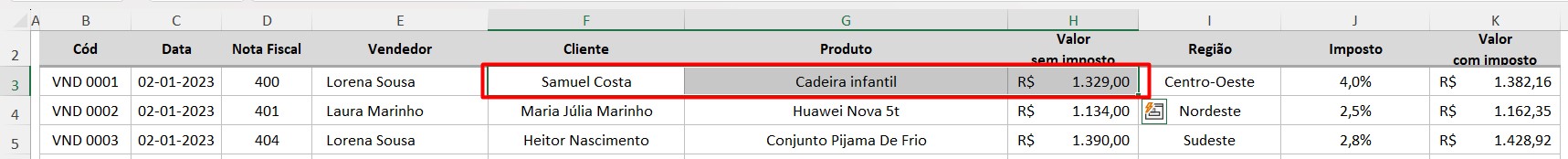 Acessando Células ao Lado com Atalhos no Excel