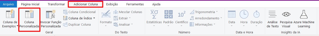 Adicionando Coluna Personalizada no Power Query