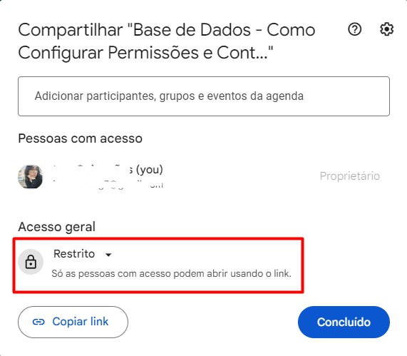 Configurando o Acesso Geral no Google Sheets